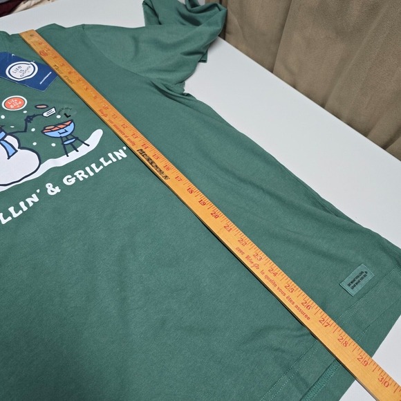 Life Is‎ Good Shirt Mens Large Green Chillin & Grillin Snowman Long Sleeve New - Picture 10 of 12
